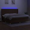 vidaXL Box spring postelja z vzmetnico LED temno rjava 200x200cm blago