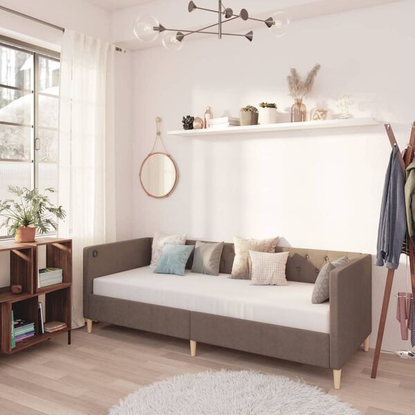 vidaXL Dnevna postelja USB taupe blago 90x200 cm