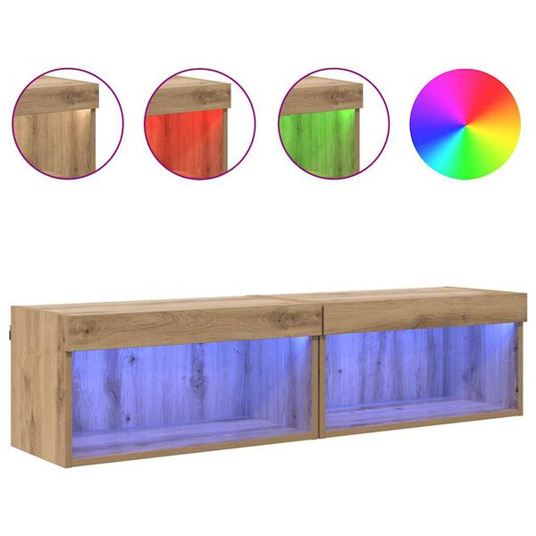 vidaXL Komplet TV omaric z LED Umetni hrast Konstruiran les