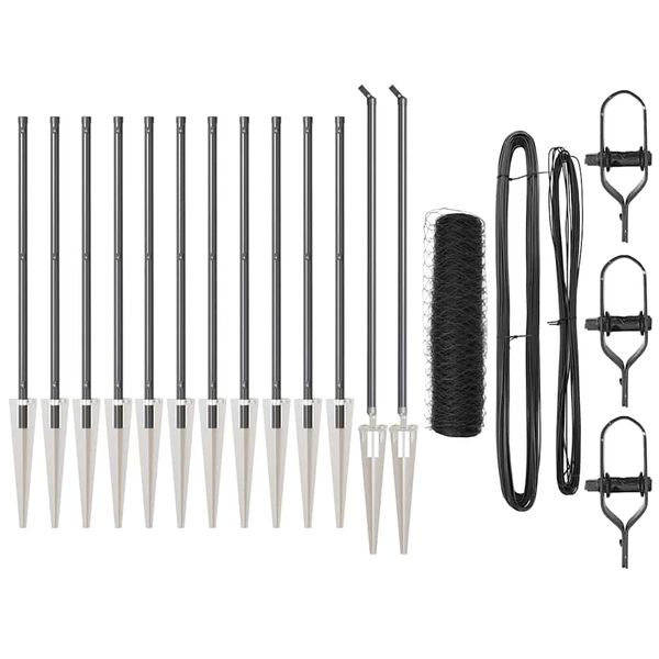 vidaXL Steber ograje. Siva 25 x 0,4 m (36 mm mreža) Jeklo in PVC