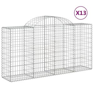 vidaXL Obokana gabionska ko&scaron;ara 13 kos 200x50x100/120cm cinkano železo