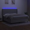 vidaXL Box spring postelja z vzmetnico LED sv. siva 160x200 cm blago