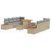 vidaXL Vrtna sedežna garnitura z blazino 11 pcs Bež Poly ratan