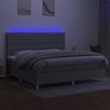 vidaXL Box spring postelja z vzmetnico LED sv. siva 200x200 cm blago