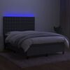 vidaXL Box spring postelja z vzmetnico LED temno siva 140x190 cm blago
