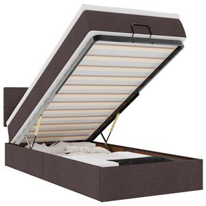 vidaXL Otomanska postelja z vzmetnico & LEDs temno rjava 90x200 cm