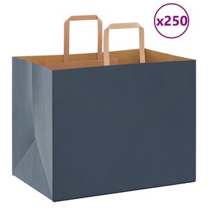 vidaXL Papirnate vrečke 250 kosov z ročaji modra 32x22x24 cm