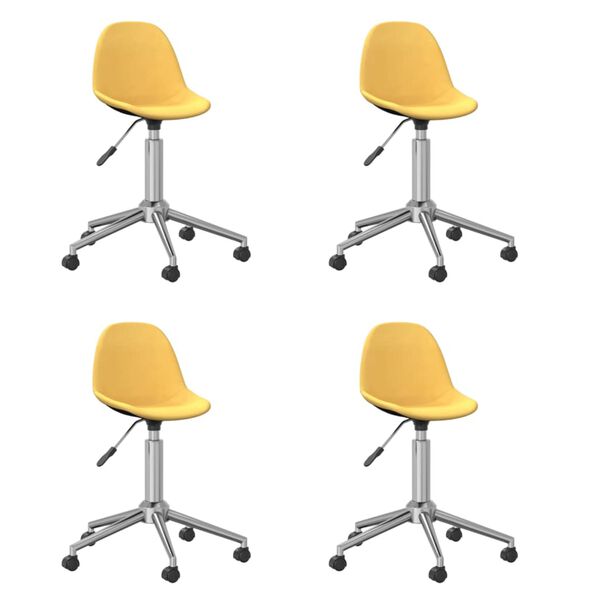 3086059 vidaXL Swivel Dining Chairs 4 pcs Yellow Fabric (2x333472)