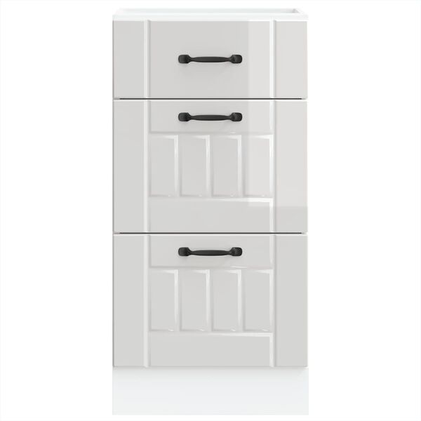 vidaXL Kuhinjska spodnja omarica "Lucca" visok sijaj bela inženirski les