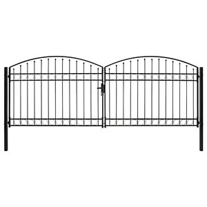 vidaXL Ograjna vrata ASSEN dvojna vrata z obokanim zgornjim delom jeklo 400x150 cm