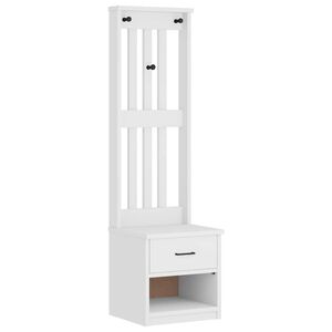 vidaXL Drevo za dvorano "SANDNES" bela 45x40x159,5 cm masivni les bora