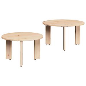 vidaXL Klubska miza 2 kos Naravna 47,5 x 47,5 x 27 cm Trden borov les