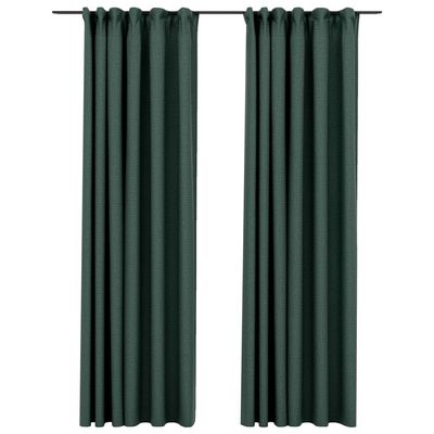 vidaXL Zatemnitvene zavese z obešali 2 kosa zelene 140x225 cm