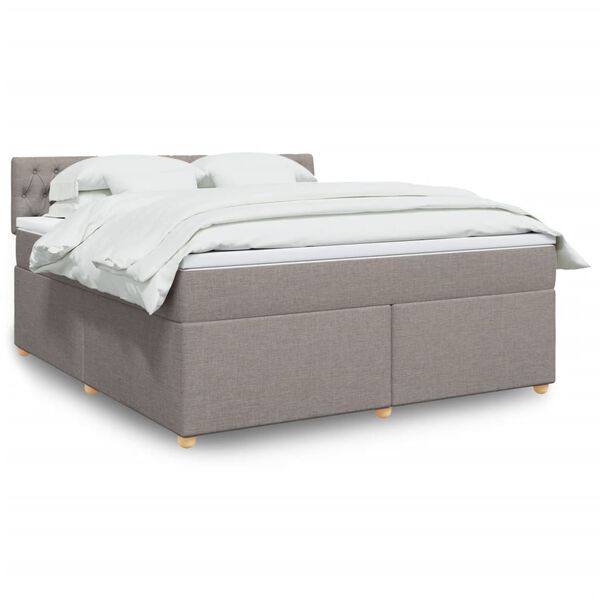 vidaXL Box spring postelja z vzmetnico taupe 180x200 cm blago