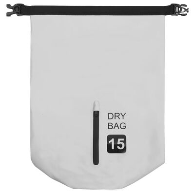 vidaXL Torba Dry Bag z zadrgo siva 15 L PVC
