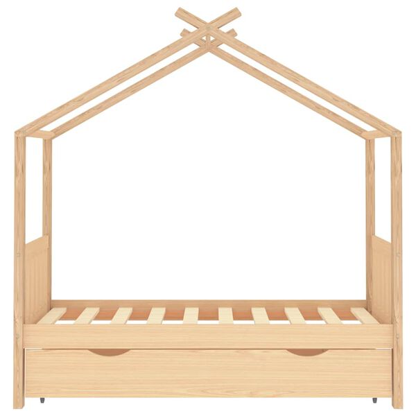 vidaXL Otro&scaron;ki posteljni okvir s predalom trdna borovina 80x160 cm