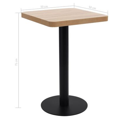 vidaXL Bistro miza svetlo rjava 50x50 cm mediapan