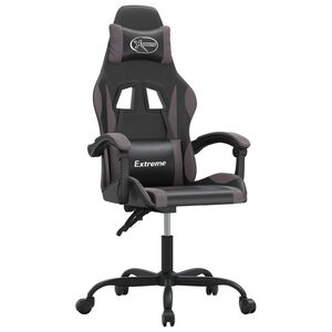 vidaXL Gaming stol črno in siva umetno usnje