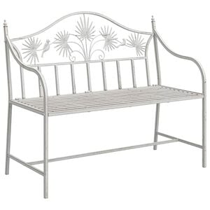 vidaXL Vrtna klop Antik bela 104 x 52,5 x 89 cm Jeklo