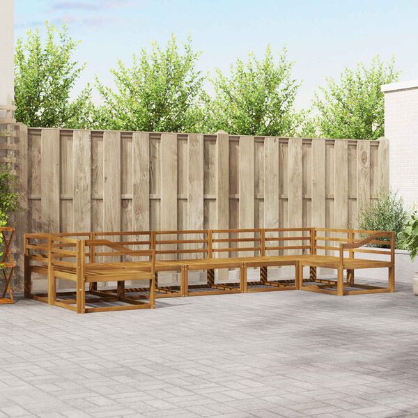 vidaXL Zunanja garnitura za sedenje 7 pcs Naravna Masiven les akacije