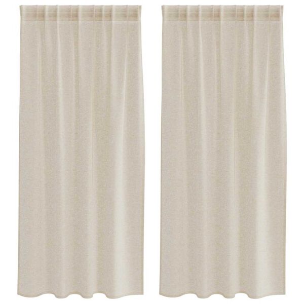 vidaXL Voile zavesa z zavesami 2 pcs Peščena 175 x 140 cm Poliester