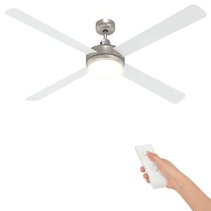 vidaXL Stropni ventilator s svetilko in daljinskim upravljalnikom Bela