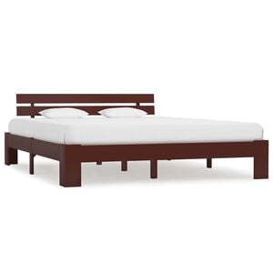 vidaXL Posteljni okvir temno rjav iz trdne borovine 160x200 cm