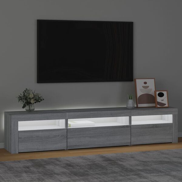 vidaXL TV omarica z LED lučkami siva sonoma 195x35x40 cm