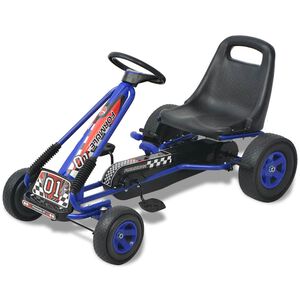 vidaXL Gokart na Pedale z Nastavljivim Sedežem Modre Barve