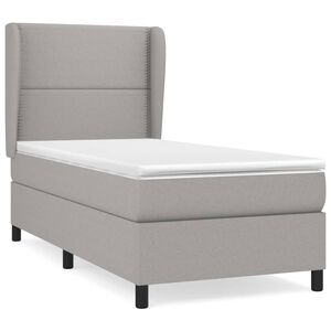 vidaXL Box spring postelja z vzmetnico svetlo siva 90x190 cm blago