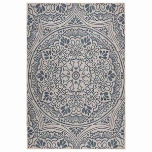 vidaXL Zunanja preproga plo&scaron;čato tkanje 160x230 cm modri vzorec