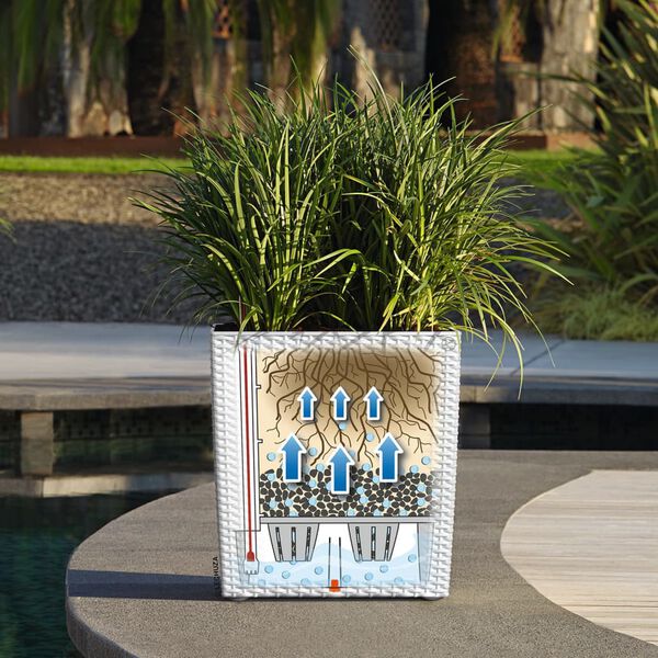 LECHUZA Cvetlično korito CUBE Cottage 40 ALL-IN-ONE bela