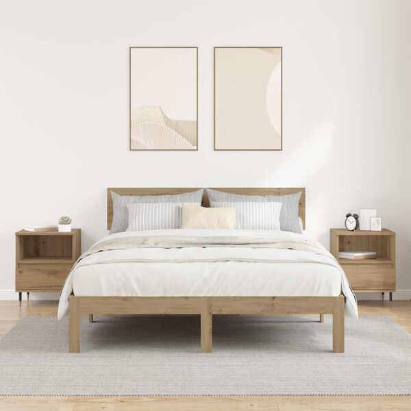 vidaXL Nočna omarica s predalom 2 pcs Umetni hrast 40 x 35 x 50 cm