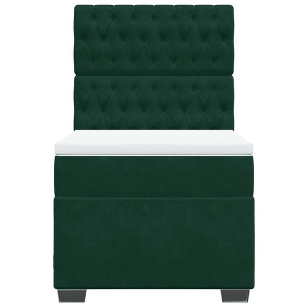 vidaXL Box spring postelja z vzmetnico temno zelen 90x190 cm žamet