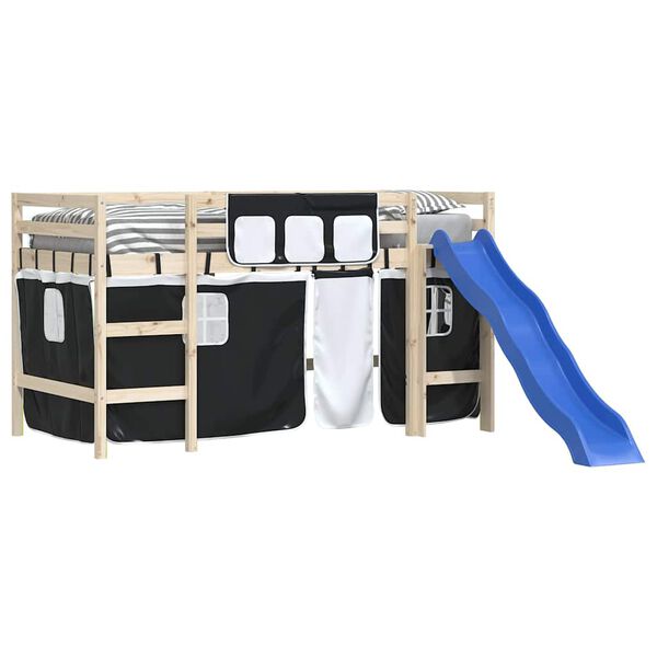 vidaXL Zavese za dvignjeno posteljo bel in črn poliester