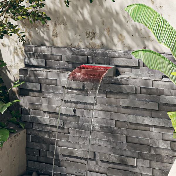 vidaXL Slap za bazen z RGB LED lučmi nerjaveče jeklo 30 cm