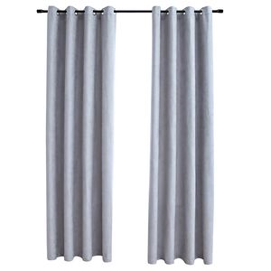 vidaXL Zatemnitvene zavese s kovinskimi obročki 2 kosa sive 140x175 cm