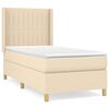 vidaXL Box spring postelja z vzmetnico krem 90x190 cm blago