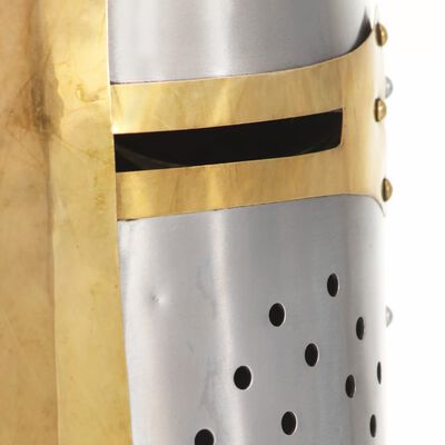 vidaXL Srednjeveška križarska viteška čelada kopija LARP srebrno jeklo