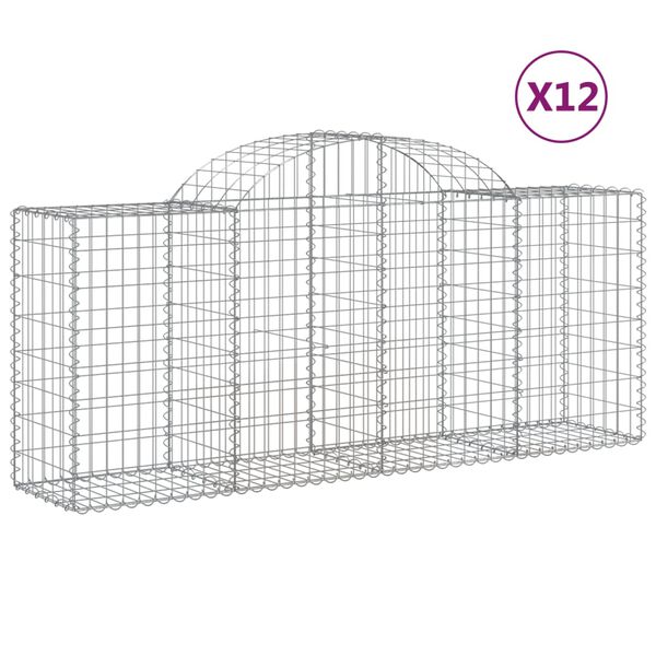 vidaXL Obokane gabion košare 12 kosov 200x50x80/100 cm cinkano železo