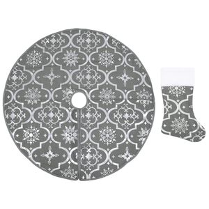 vidaXL Razko&scaron;na podloga za novoletno jelko z nogavico siva 90 cm