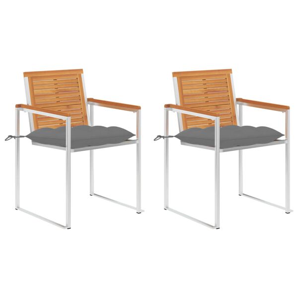 vidaXL Vrtni stoli z blazinami 2 kosa trden akacijev les in jeklo