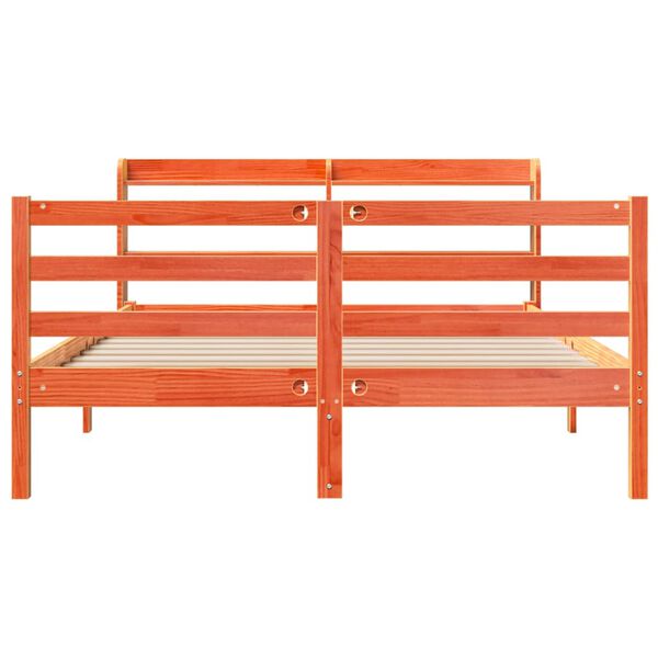 vidaXL Posteljni okvir brez vzmetnice vo&scaron;čeno rjav 160x200 cm borovina