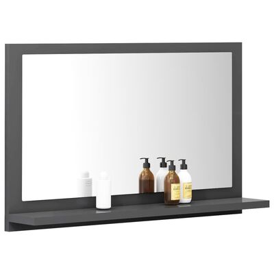 vidaXL Kopalniško ogledalo sivo 60x10,5x37 cm iverna plošča