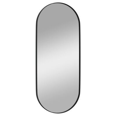 vidaXL Stensko ogledalo črno 25x60 cm ovalno