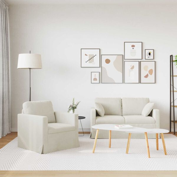 vidaXL Kavč 2 pcs krema 138 x 78 x 80 cm Žamet