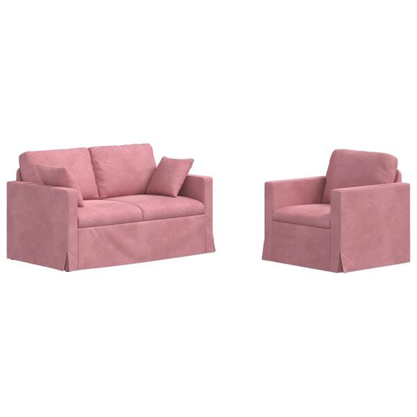 vidaXL Kavč 2 pcs Roza 138 x 78 x 80 cm Žamet