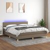 vidaXL Box spring postelja z vzmetnico LED taupe 160x200 cm blago