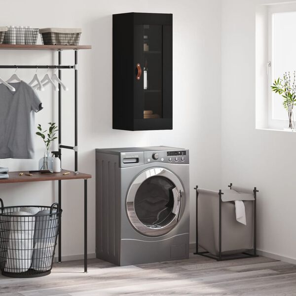 vidaXL Stenska omarica črna 34,5x34x90 cm