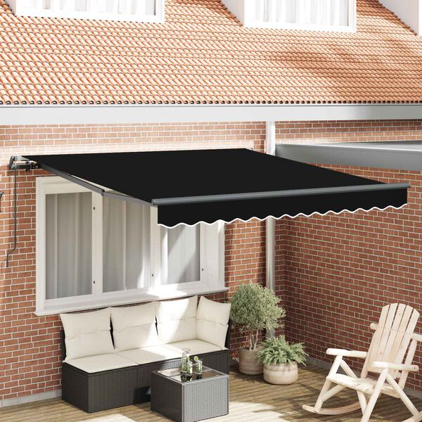 vidaXL Retraktilna tenda Črna 300 x 250 cm Poliester in jeklo